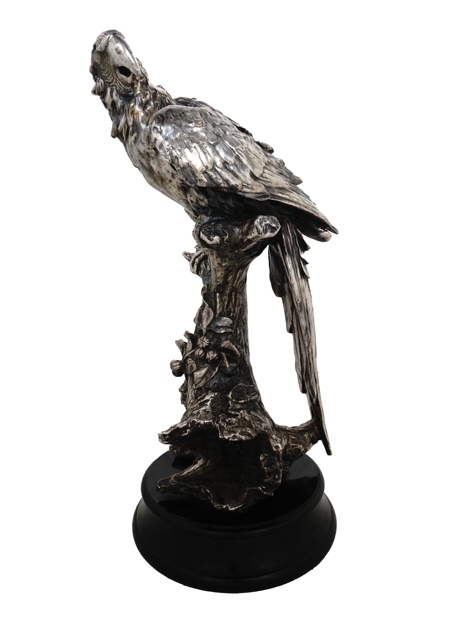 ANTIQUE SILVER PLATED CABINET FIGURE OF PARROT PIC-0